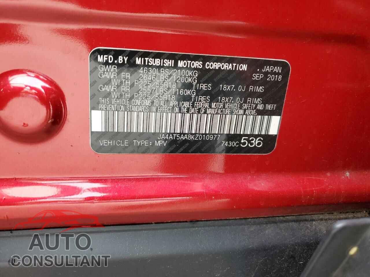 MITSUBISHI ECLIPSE 2019 - JA4AT5AA8KZ010977