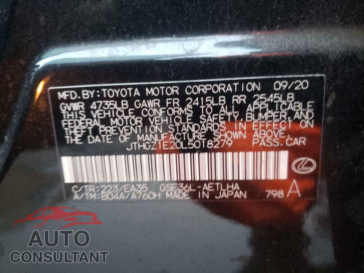 LEXUS IS 2020 - JTHGZ1E20L5018279