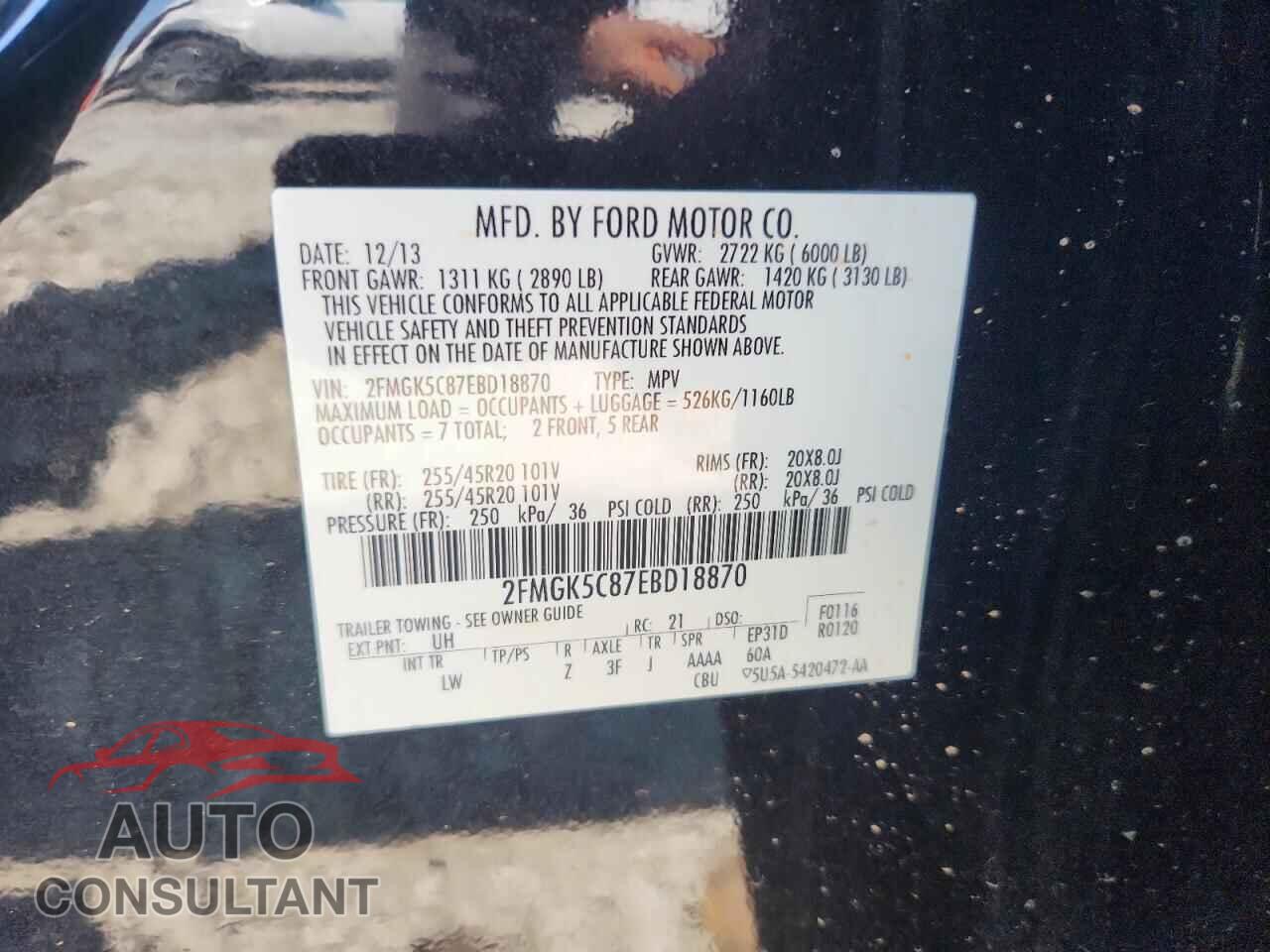 FORD FLEX 2014 - 2FMGK5C87EBD18870