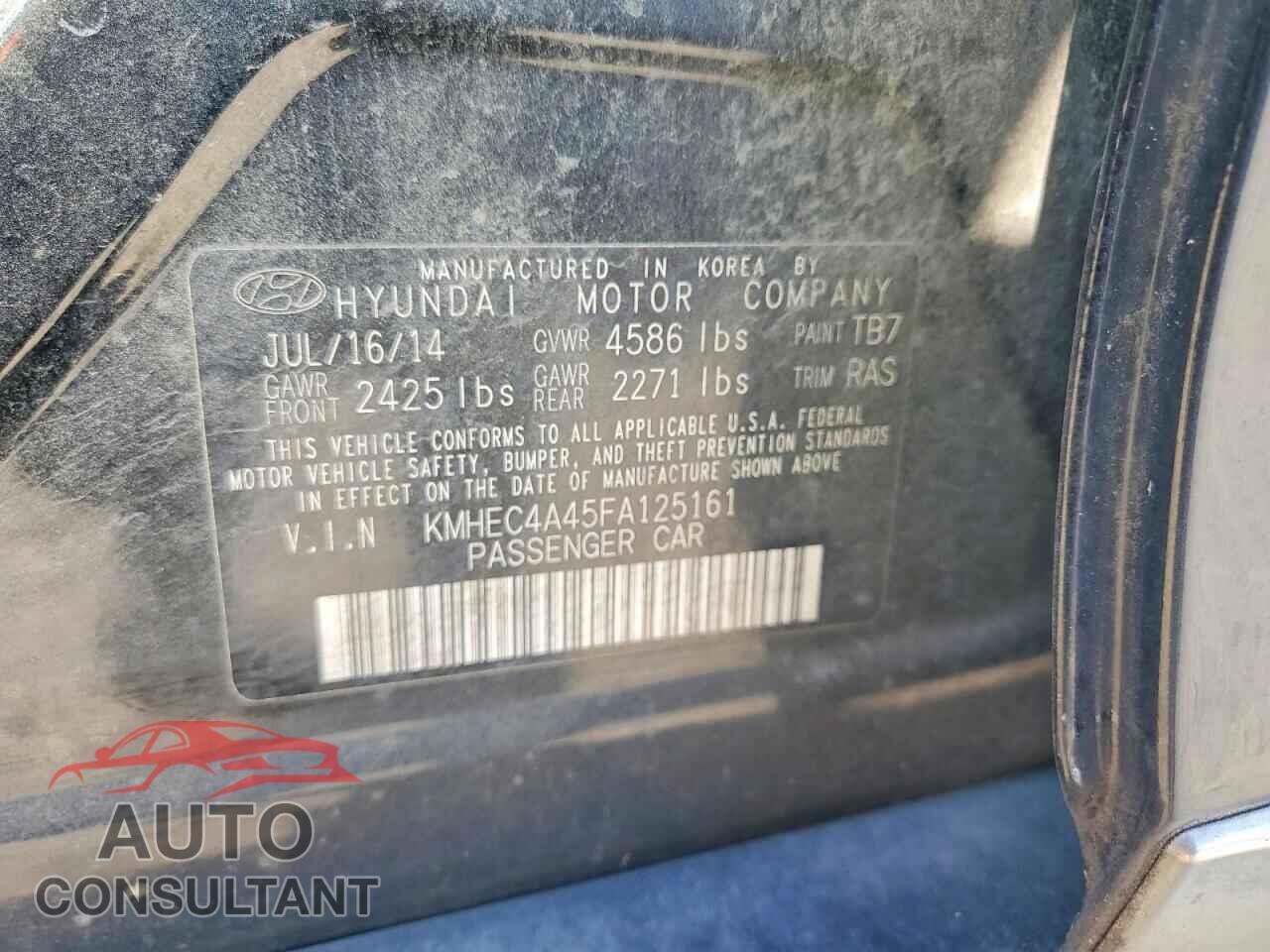 HYUNDAI SONATA 2015 - KMHEC4A45FA125161