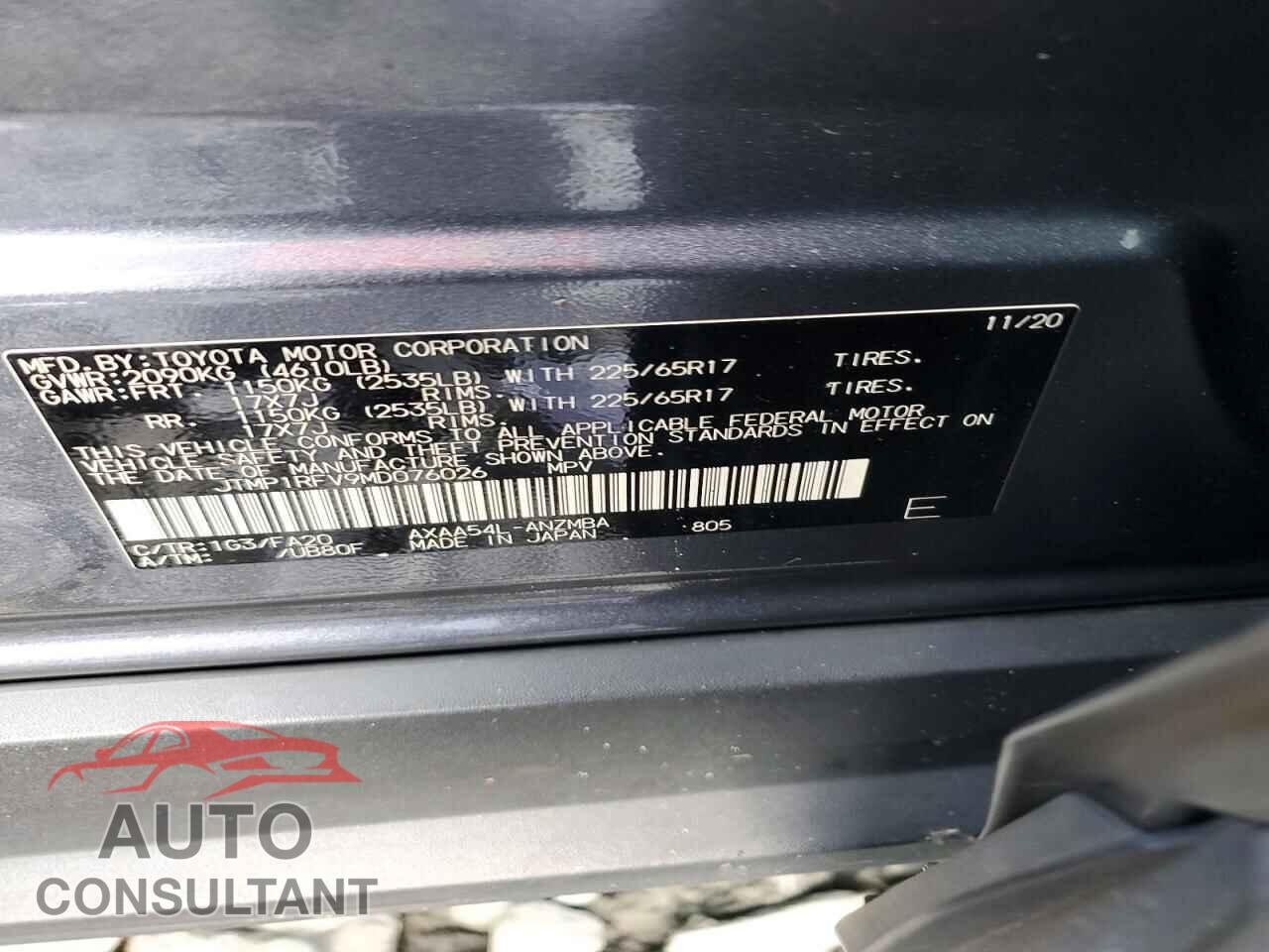 TOYOTA RAV4 2021 - JTMP1RFV9MD076026