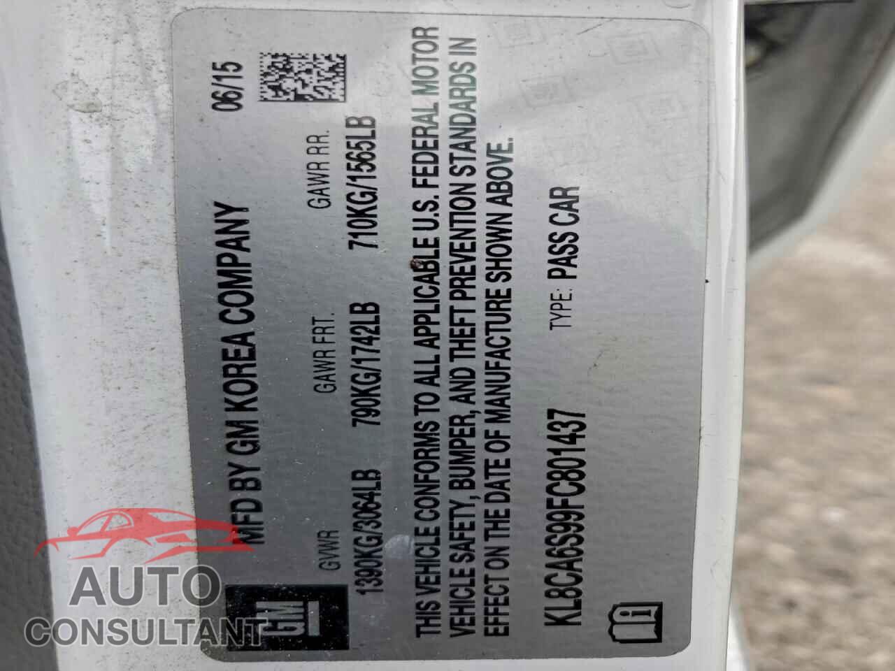 CHEVROLET SPARK 2015 - KL8CA6S99FC801437