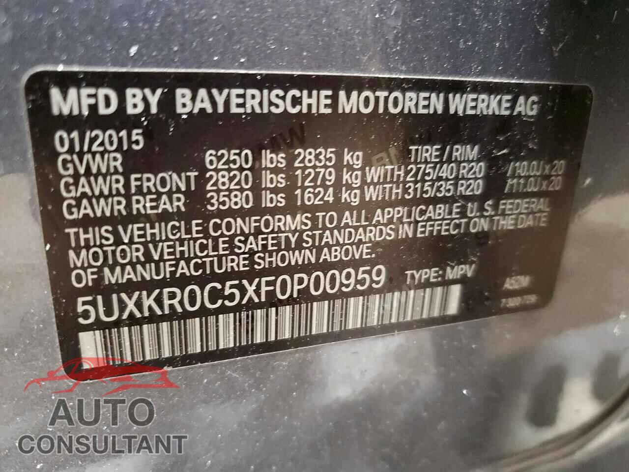 BMW X5 2015 - 5UXKR0C5XF0P00959