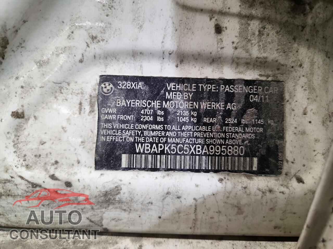 BMW 3 SERIES 2011 - WBAPK5C5XBA995880
