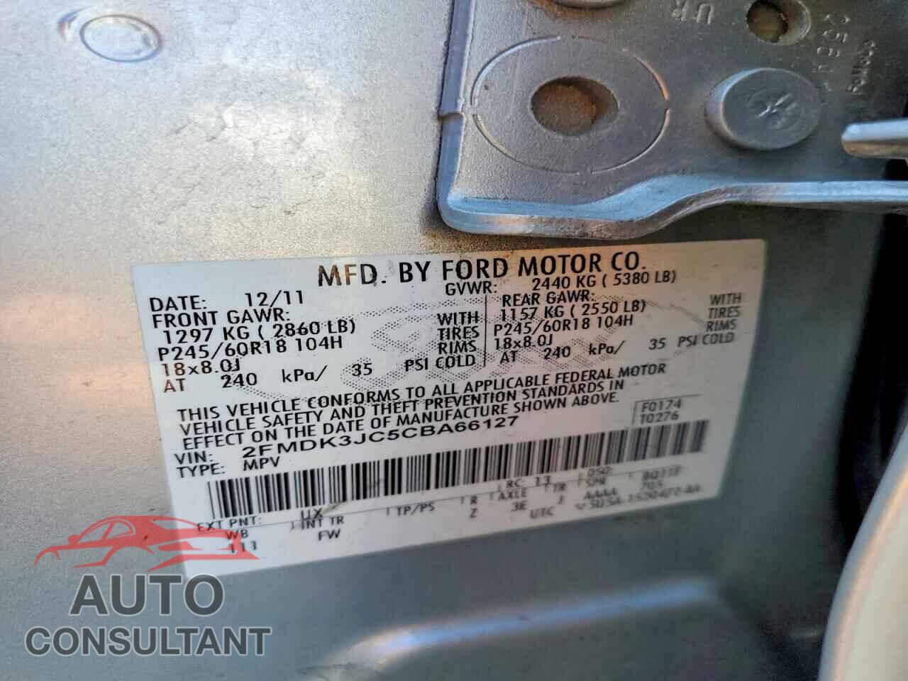 FORD EDGE 2012 - 2FMDK3JC5CBA66127