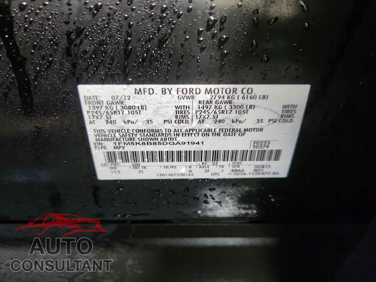FORD EXPLORER 2013 - 1FM5K8B85DGA91941