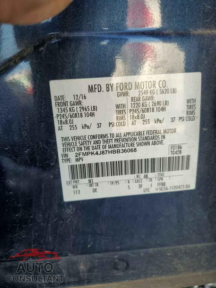 FORD EDGE 2017 - 2FMPK4J87HBB36068