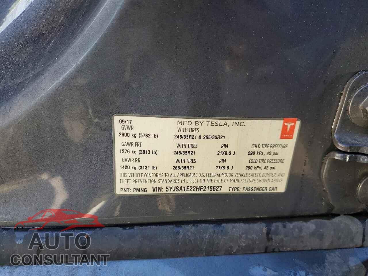 TESLA MODEL S 2017 - 5YJSA1E22HF215527
