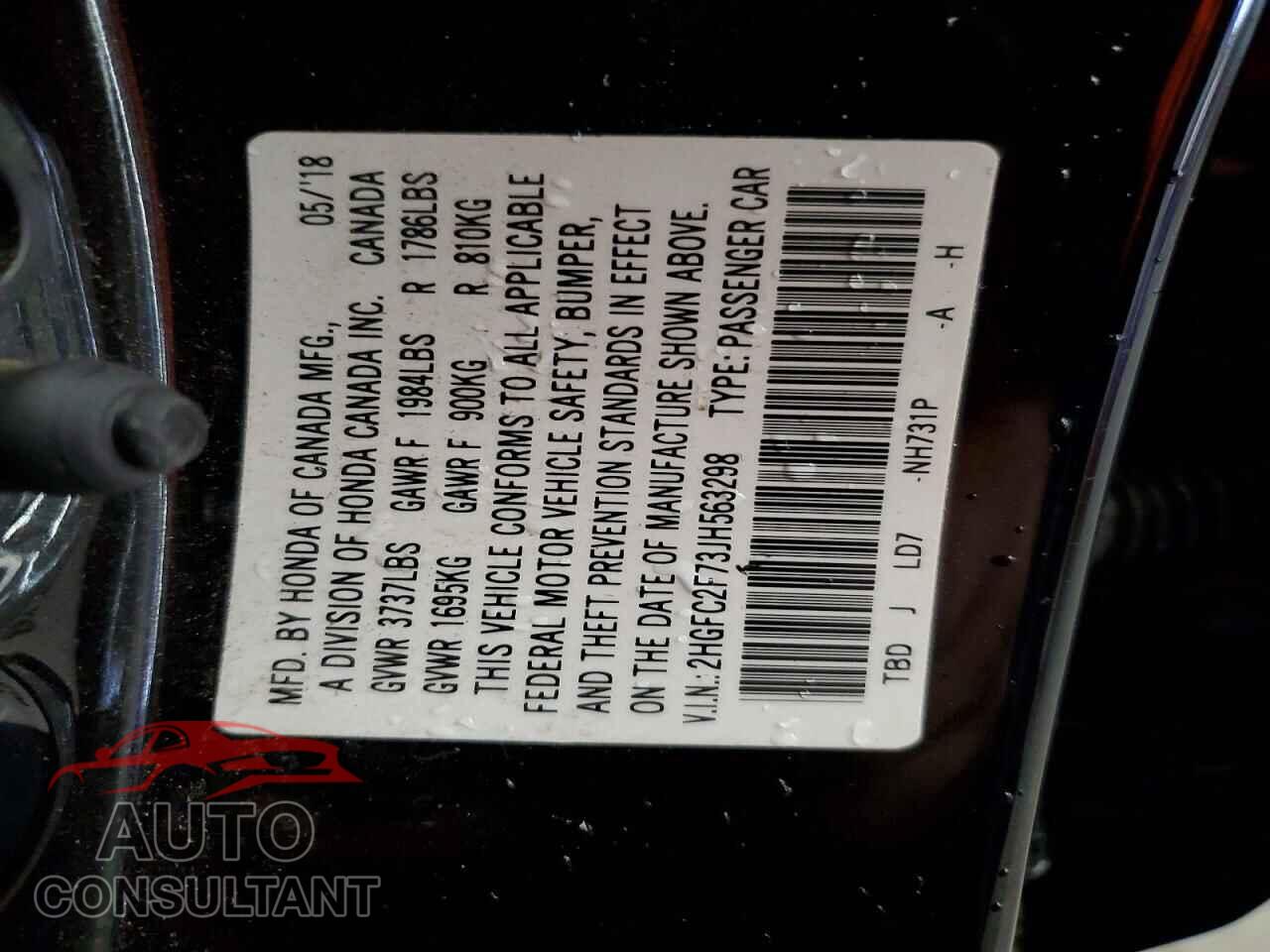 HONDA CIVIC 2018 - 2HGFC2F73JH563298