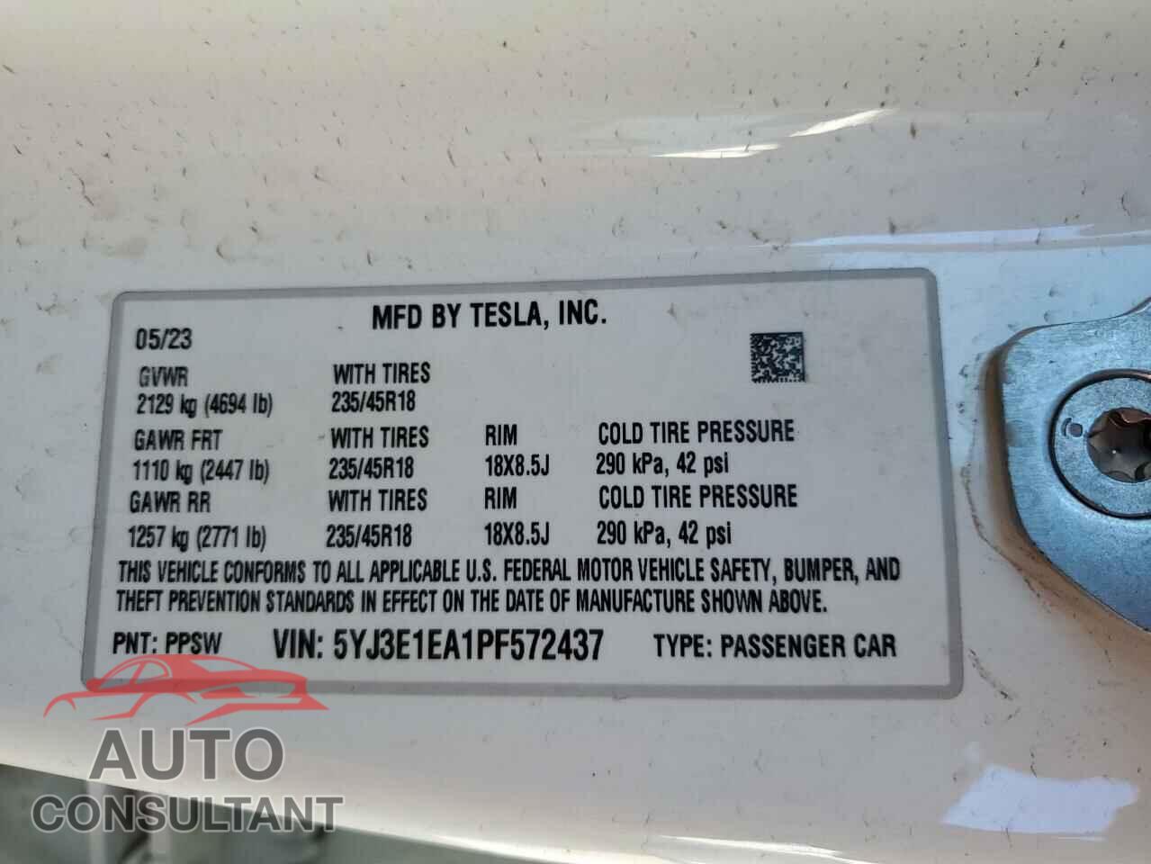 TESLA MODEL 3 2023 - 5YJ3E1EA1PF572437