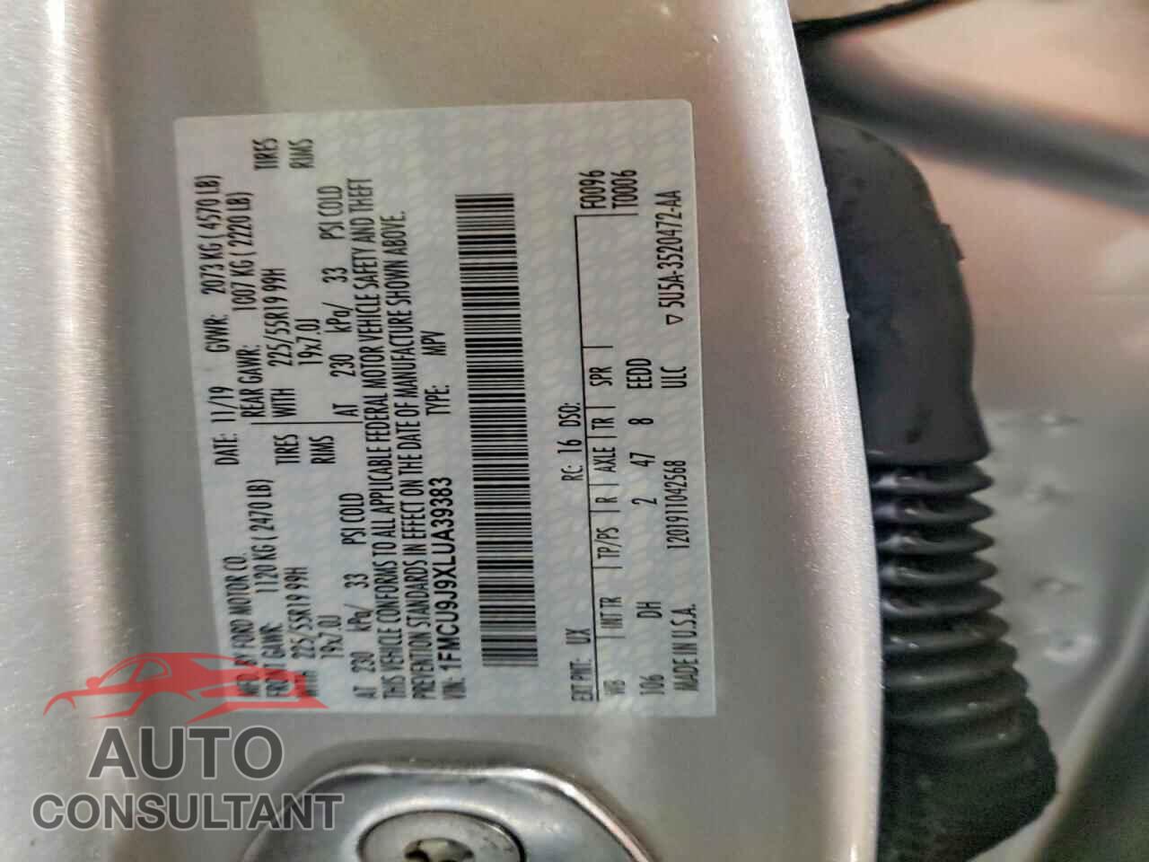 FORD ESCAPE 2020 - 1FMCU9J9XLUA39383