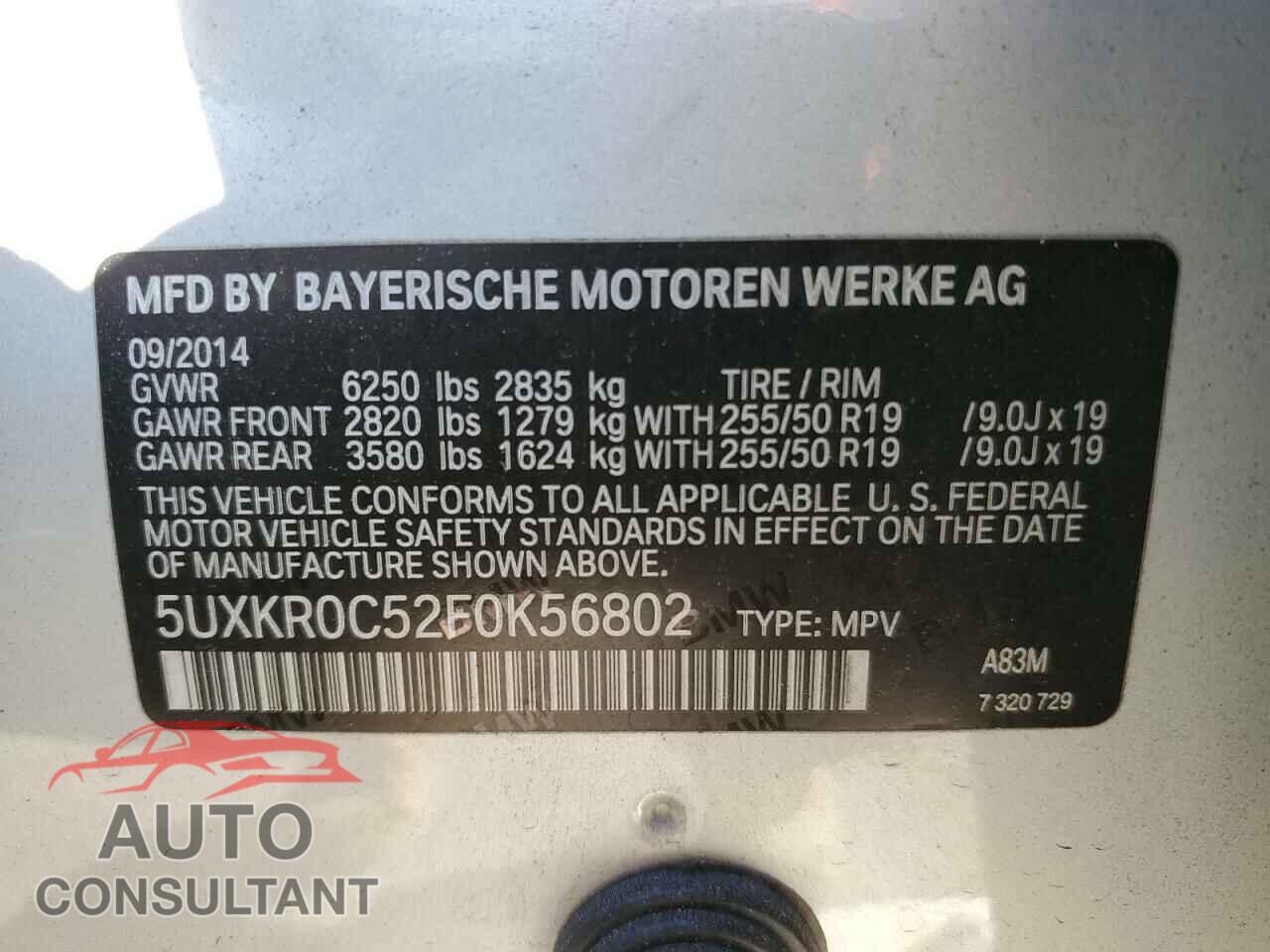 BMW X5 2015 - 5UXKR0C52F0K56802