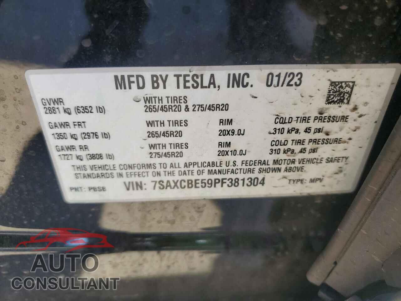 TESLA MODEL X 2023 - 7SAXCBE59PF381304