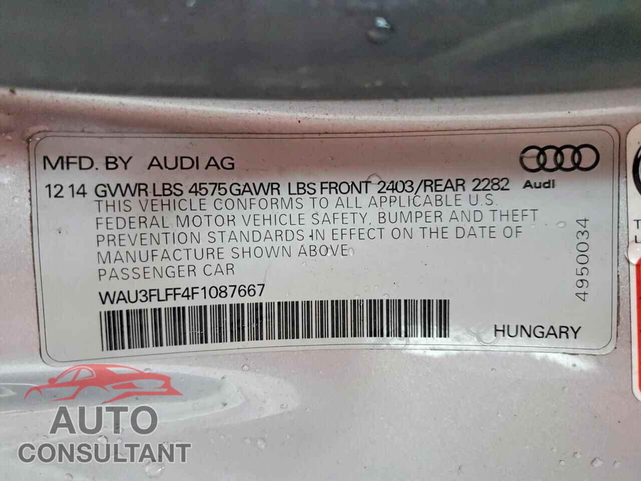 AUDI A3 2015 - WAU3FLFF4F1087667