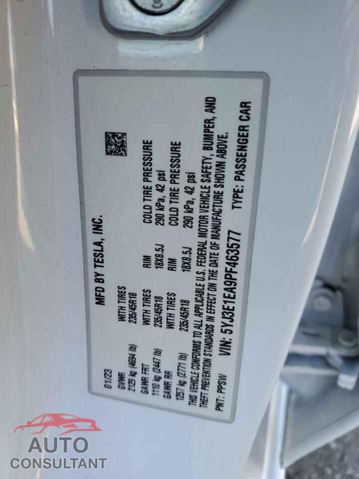 TESLA MODEL 3 2023 - 5YJ3E1EA9PF463577