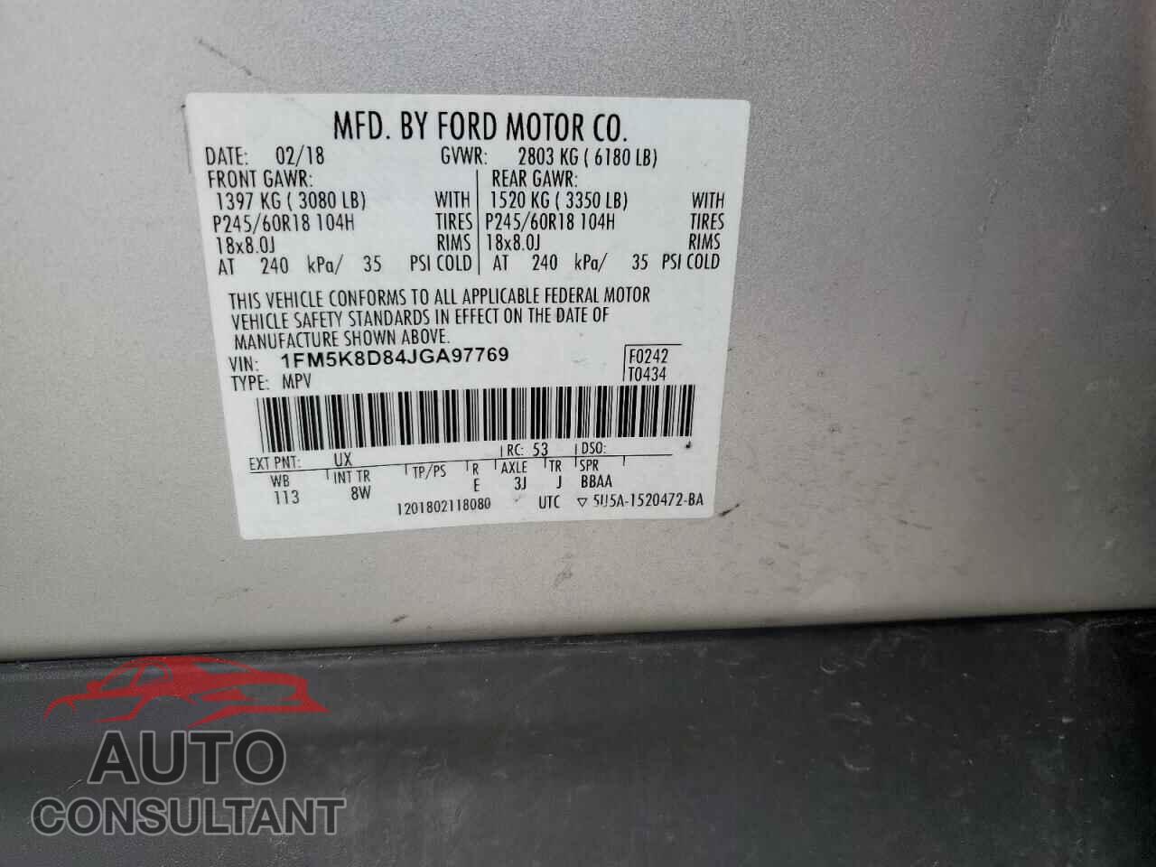 FORD EXPLORER 2018 - 1FM5K8D84JGA97769