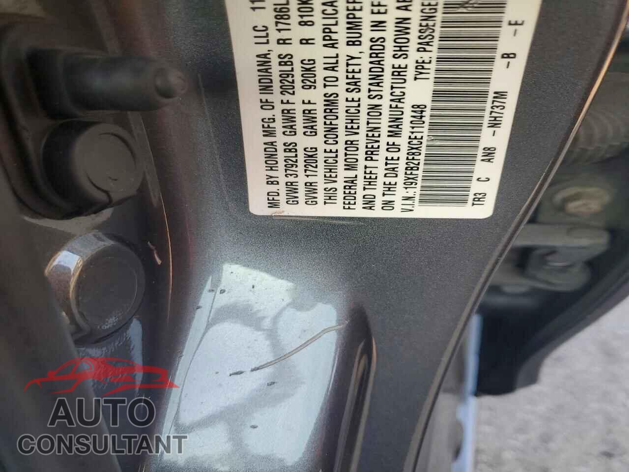 HONDA CIVIC 2012 - 19XFB2F8XCE110448