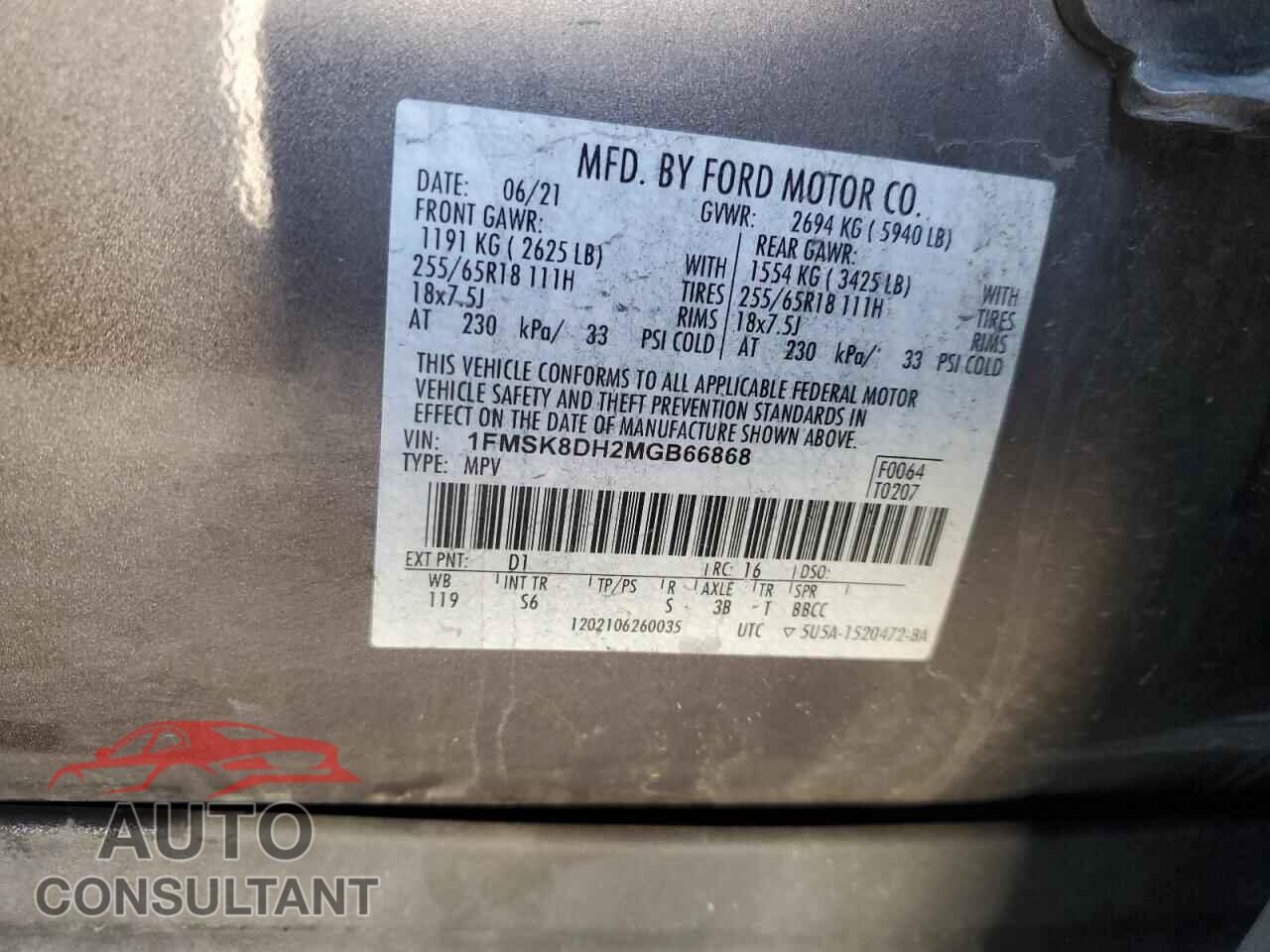 FORD EXPLORER 2021 - 1FMSK8DH2MGB66868