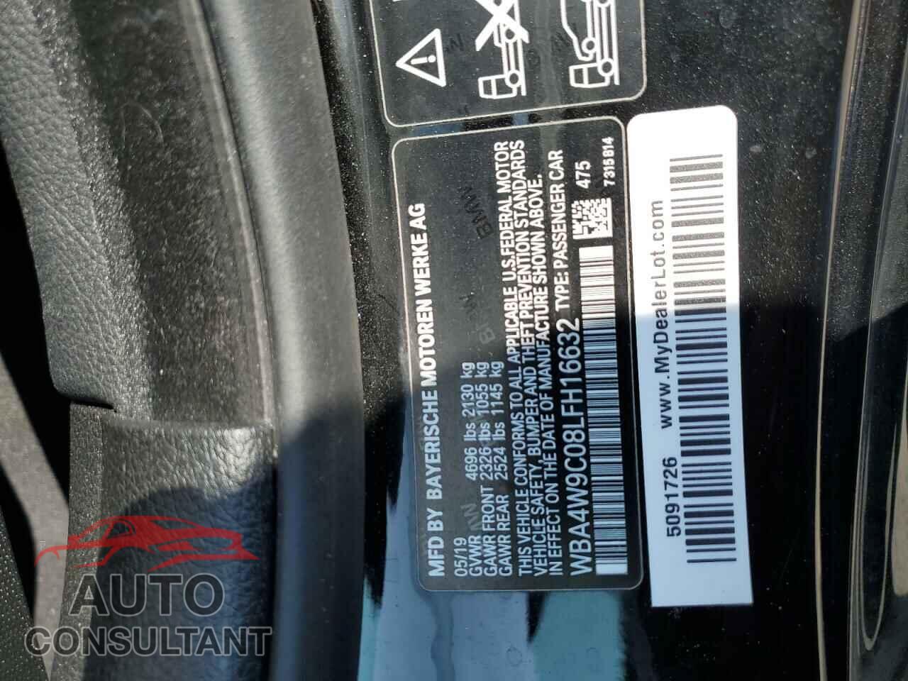 BMW 4 SERIES 2020 - WBA4W9C08LFH16632