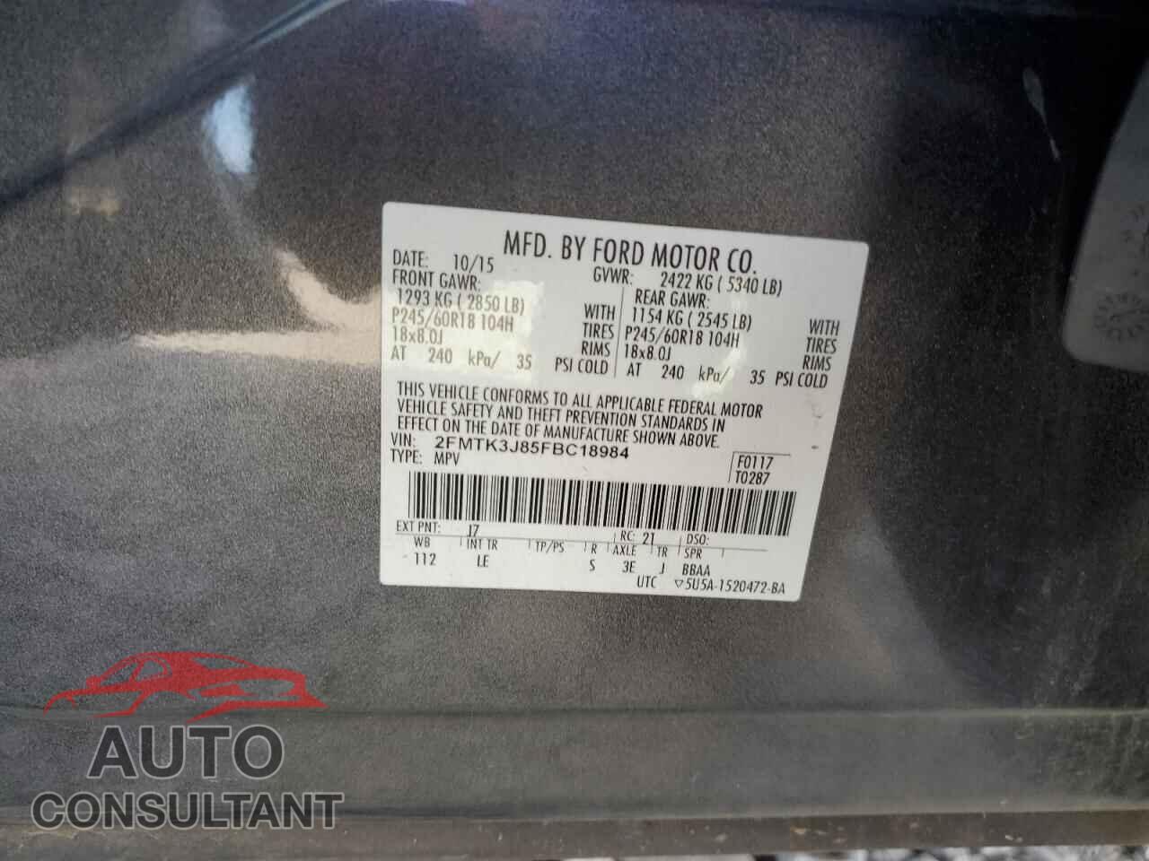 FORD EDGE 2015 - 2FMTK3J85FBC18984