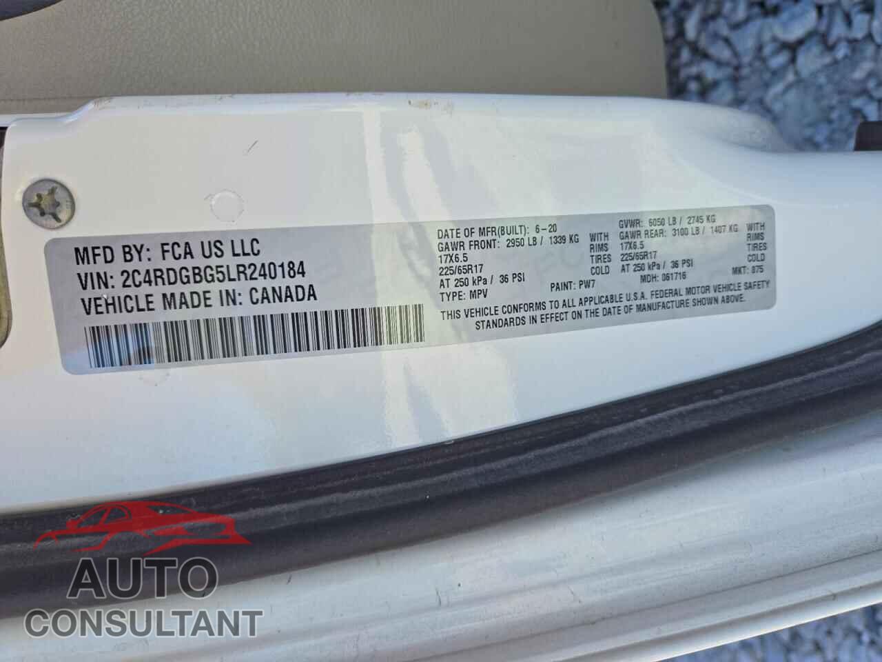 DODGE CARAVAN 2020 - 2C4RDGBG5LR240184