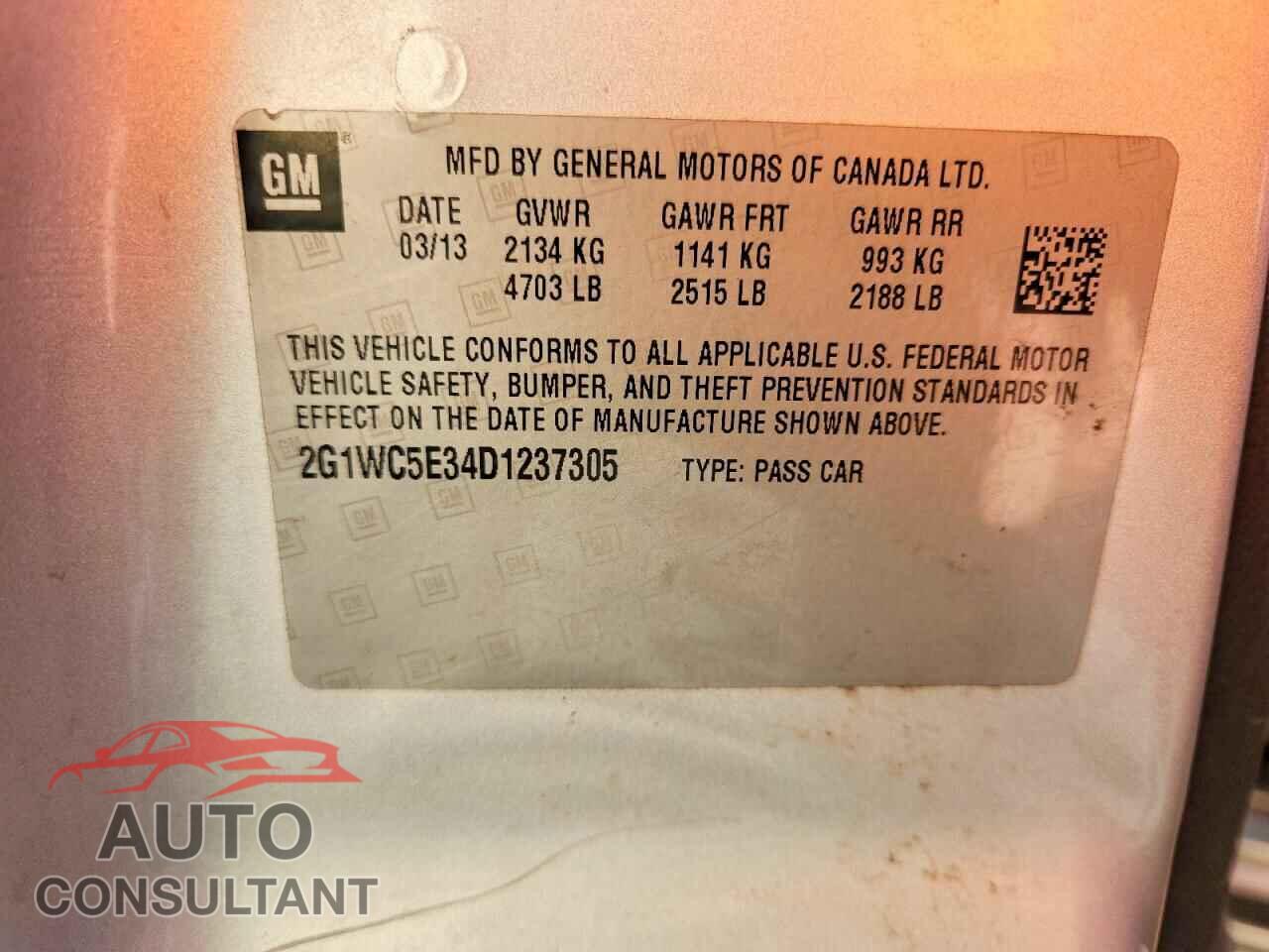 CHEVROLET IMPALA 2013 - 2G1WC5E34D1237305