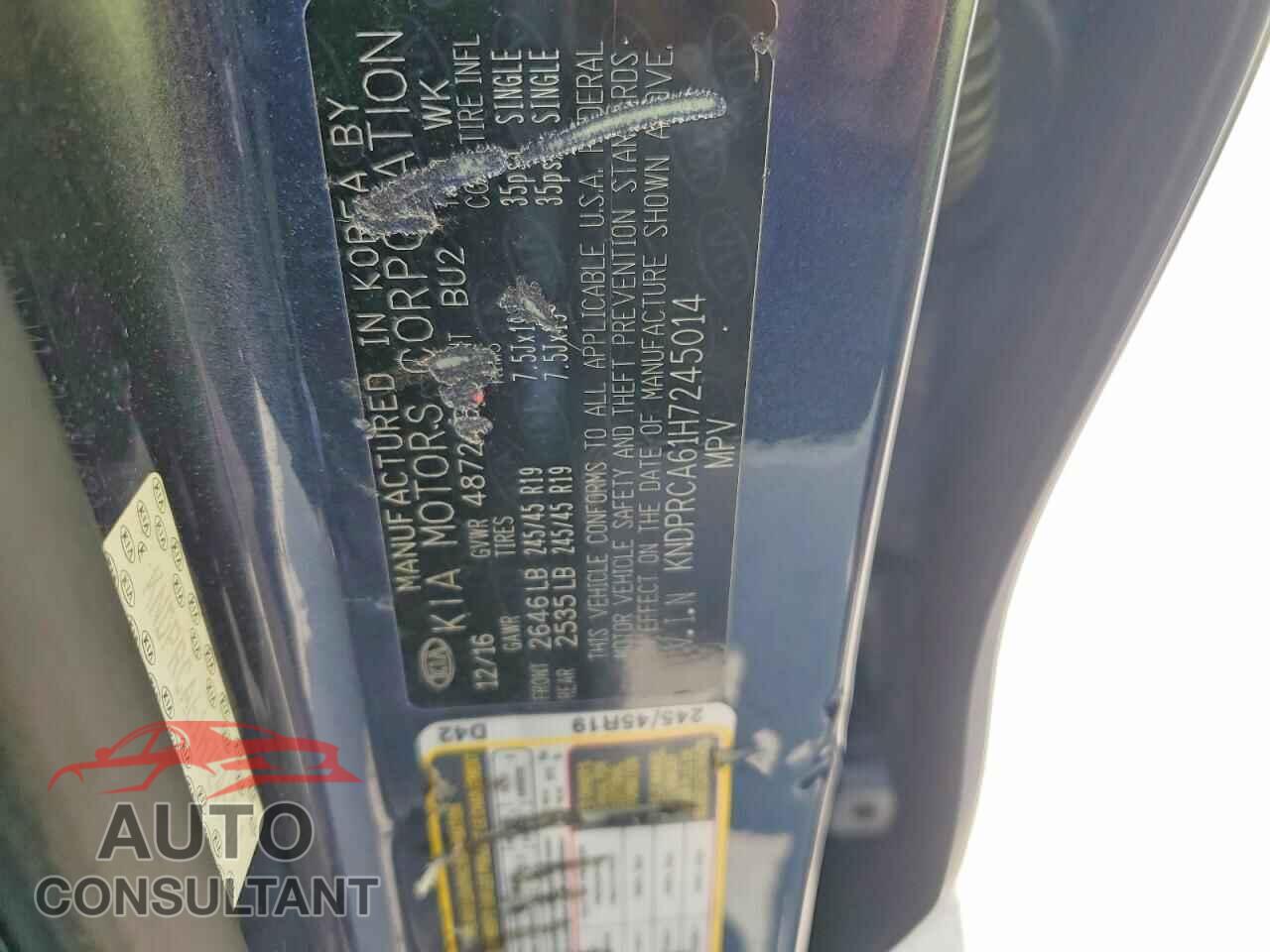 KIA SPORTAGE 2017 - KNDPRCA61H7245014