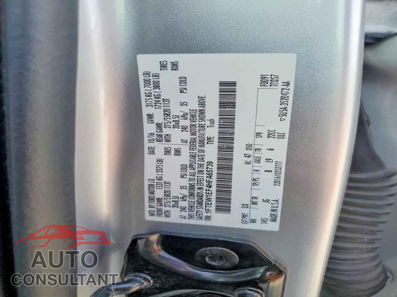 FORD F150 2017 - 1FTEW1EF4HFA65739