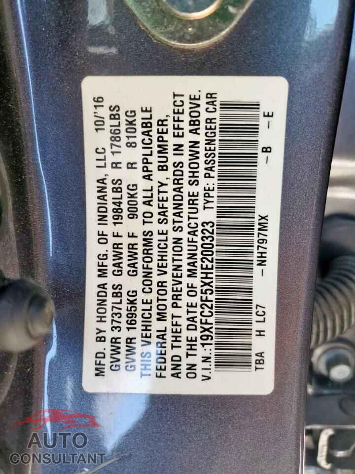 HONDA CIVIC 2017 - 19XFC2F5XHE200323