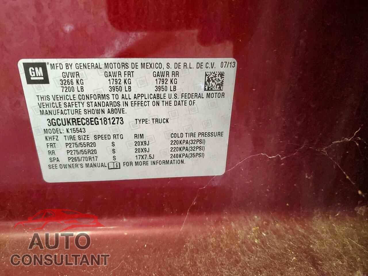 CHEVROLET SILVERADO 2014 - 3GCUKREC8EG181273