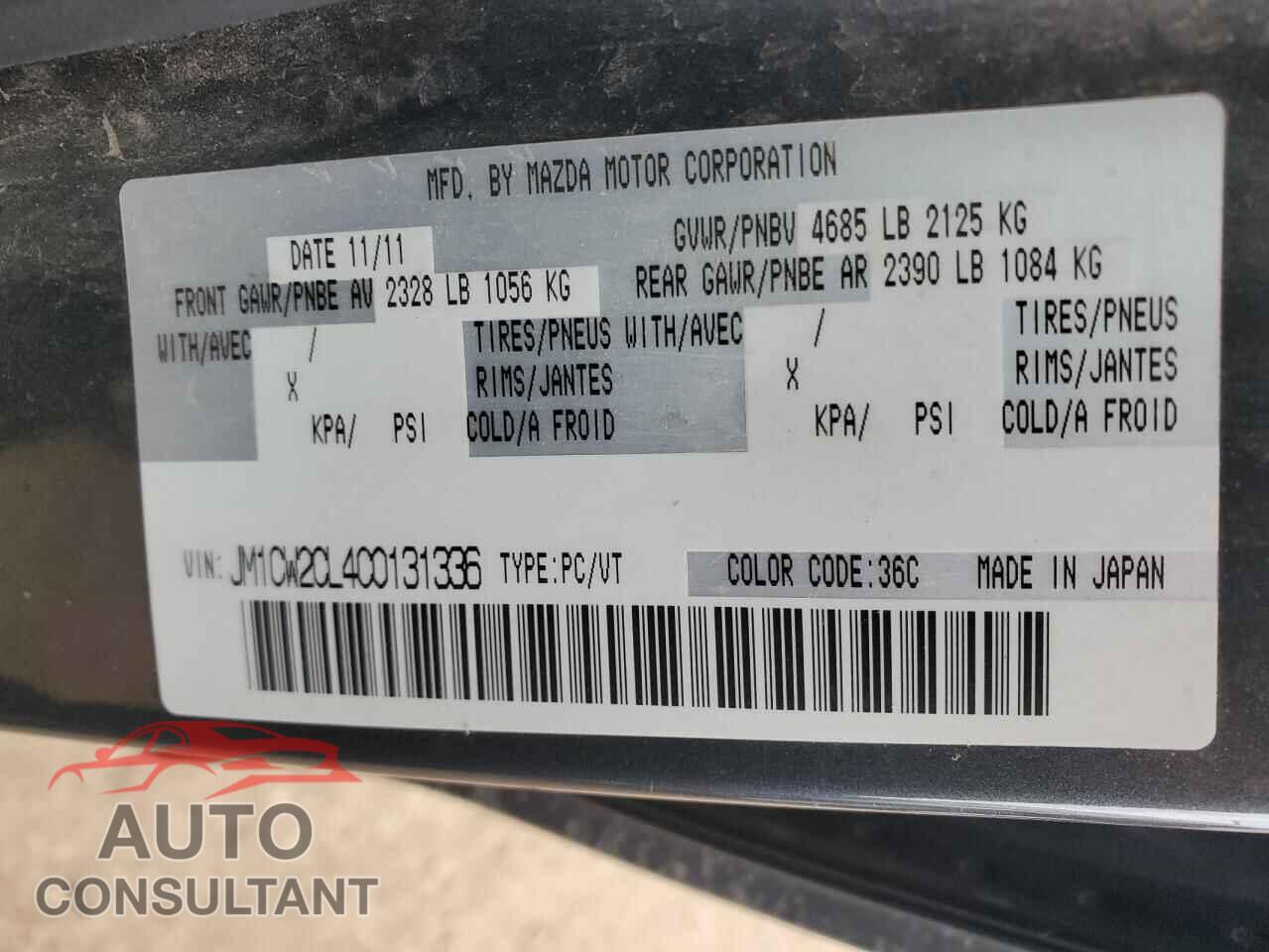MAZDA 5 2012 - JM1CW2CL4C0131336