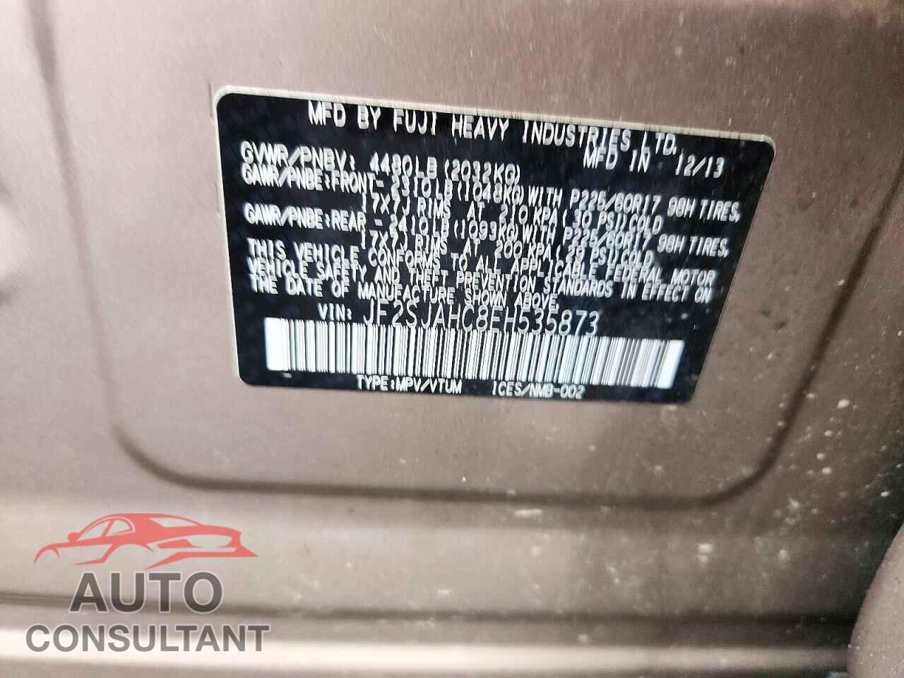 SUBARU FORESTER 2014 - JF2SJAHC8EH535873
