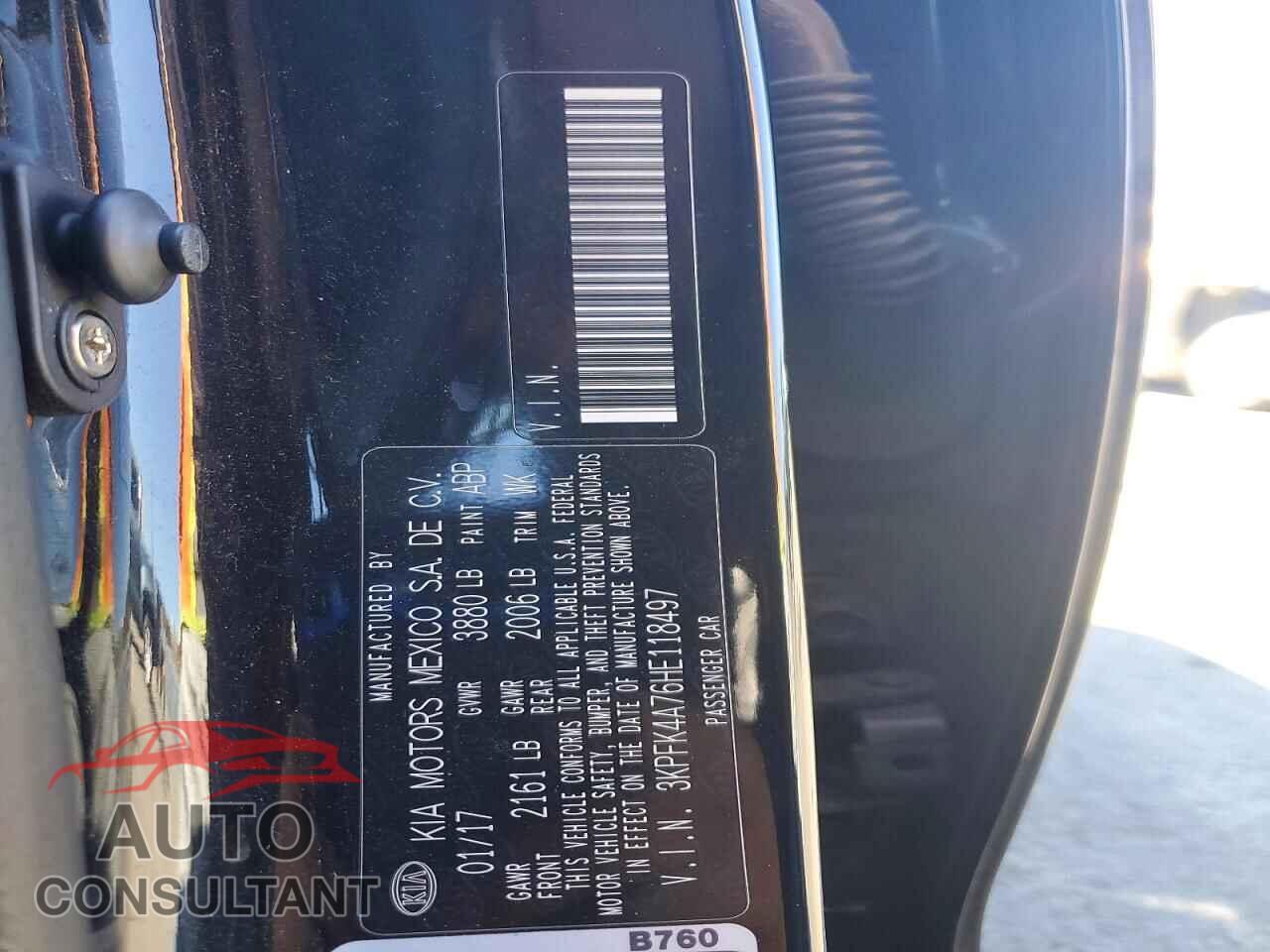 KIA FORTE 2017 - 3KPFK4A76HE118497