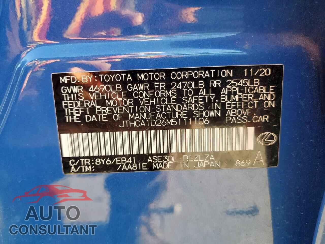 LEXUS IS 2021 - JTHCA1D26M5111106