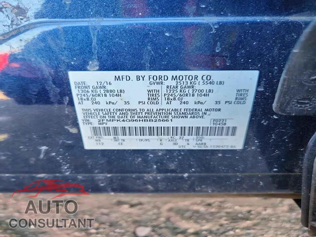 FORD EDGE 2017 - 2FMPK4G96HBB25661