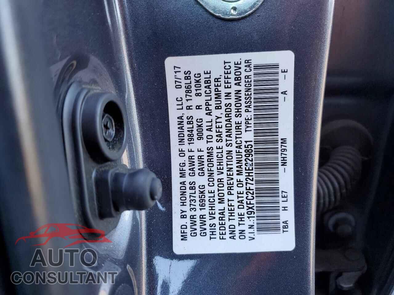 HONDA CIVIC 2017 - 19XFC2F72HE229851