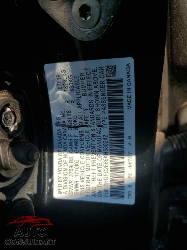 HONDA CIVIC 2019 - 2HGFC2F65KH580242