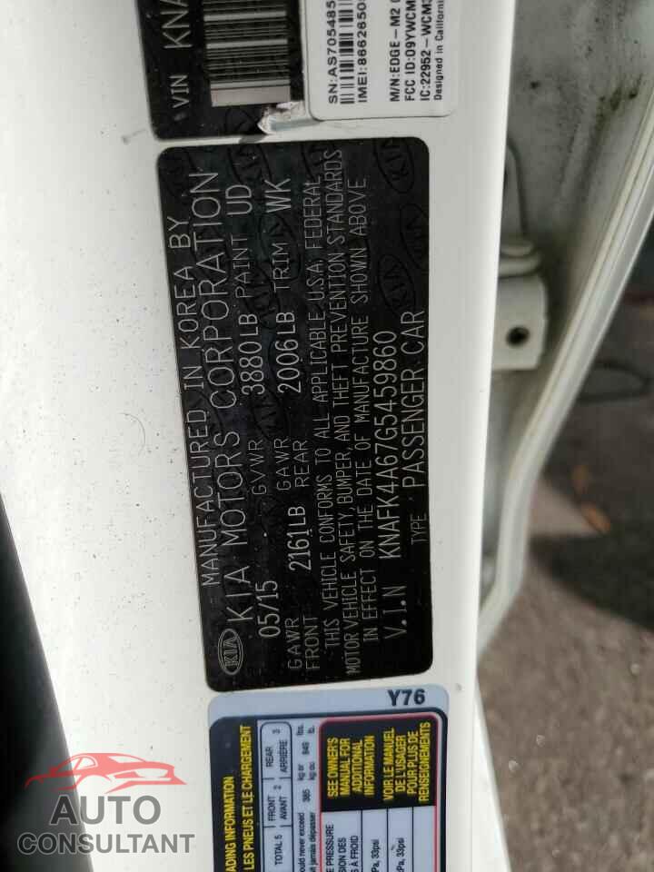 KIA FORTE 2016 - KNAFK4A67G5459860