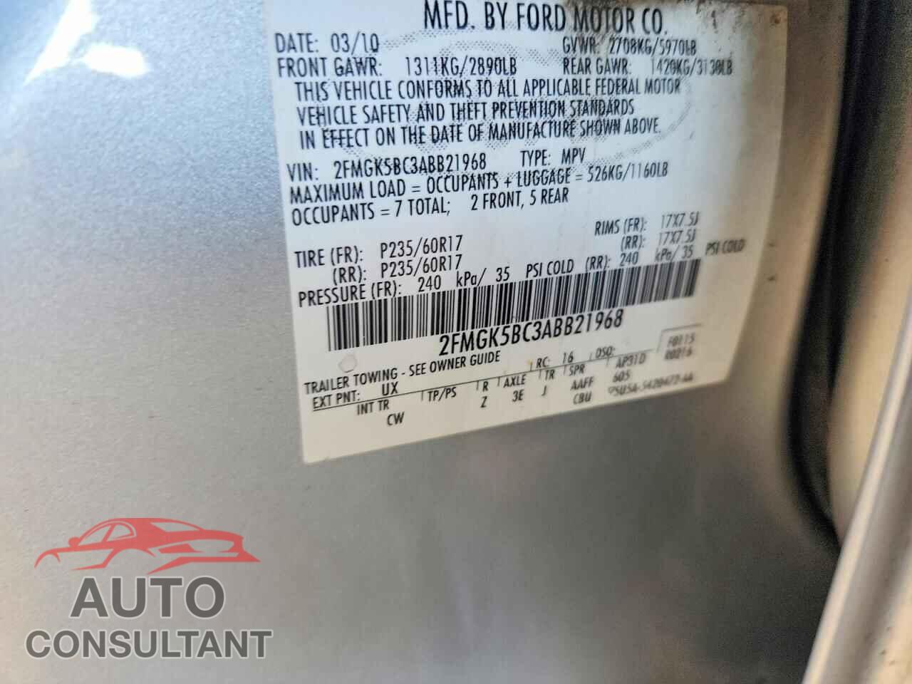FORD FLEX 2010 - 2FMGK5BC3ABB21968