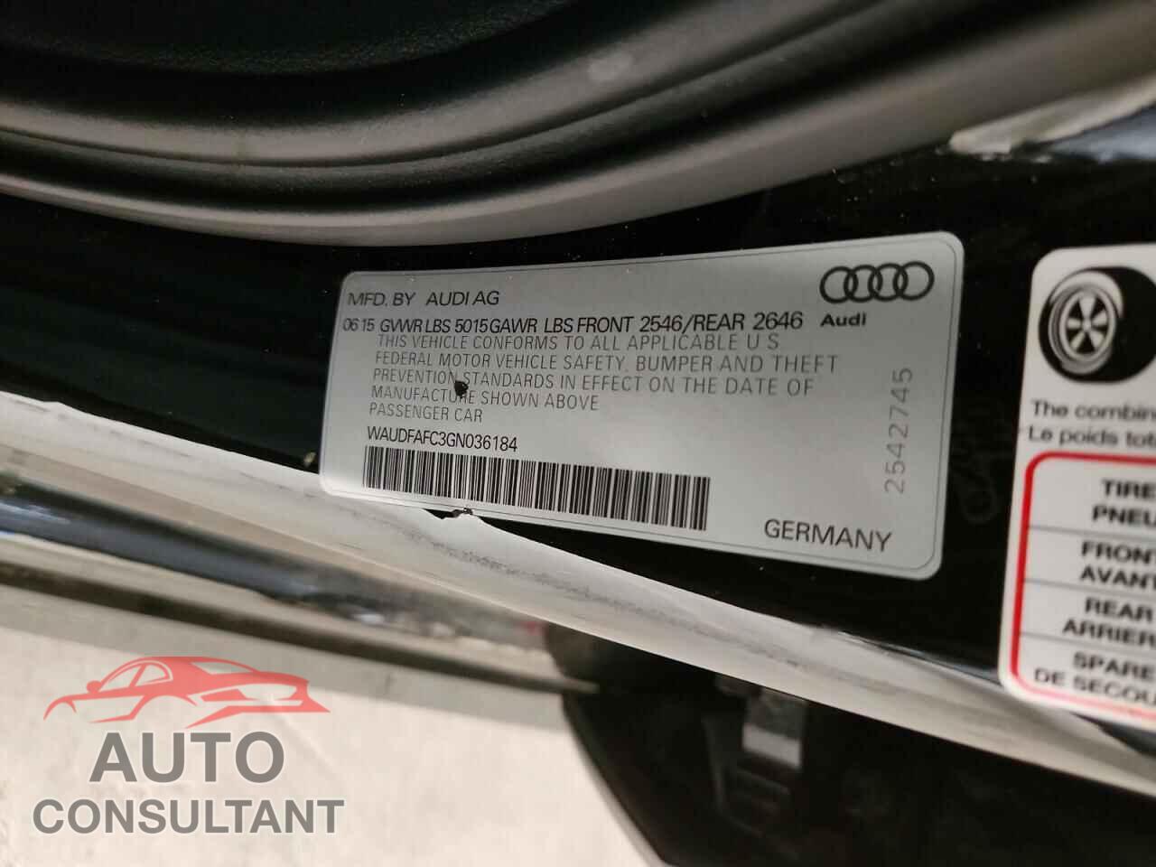 AUDI A6 2016 - WAUDFAFC3GN036184