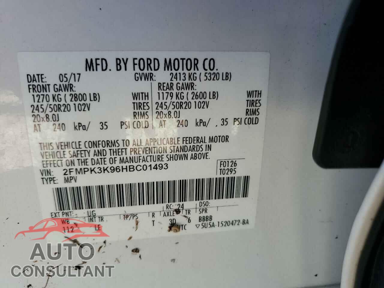 FORD EDGE 2017 - 2FMPK3K96HBC01493