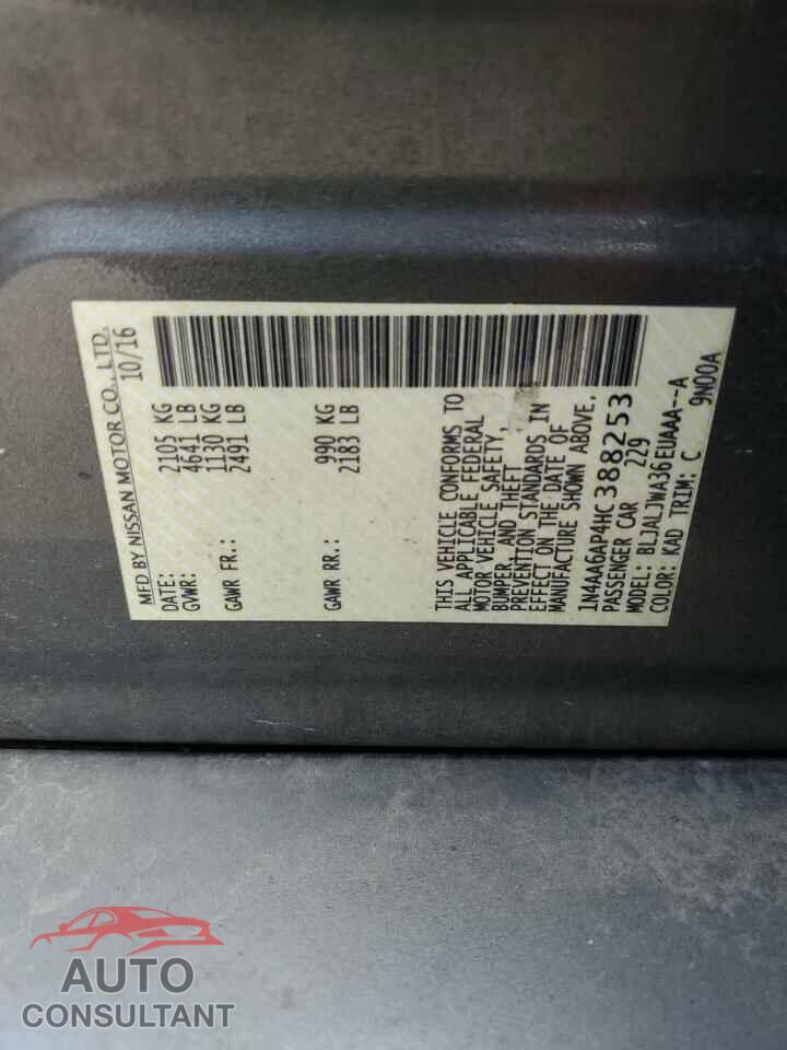NISSAN MAXIMA 2017 - 1N4AA6AP4HC388253