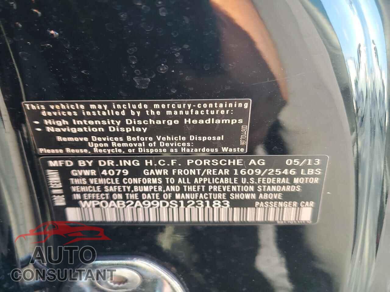 PORSCHE 911 2013 - WP0AB2A99DS123183