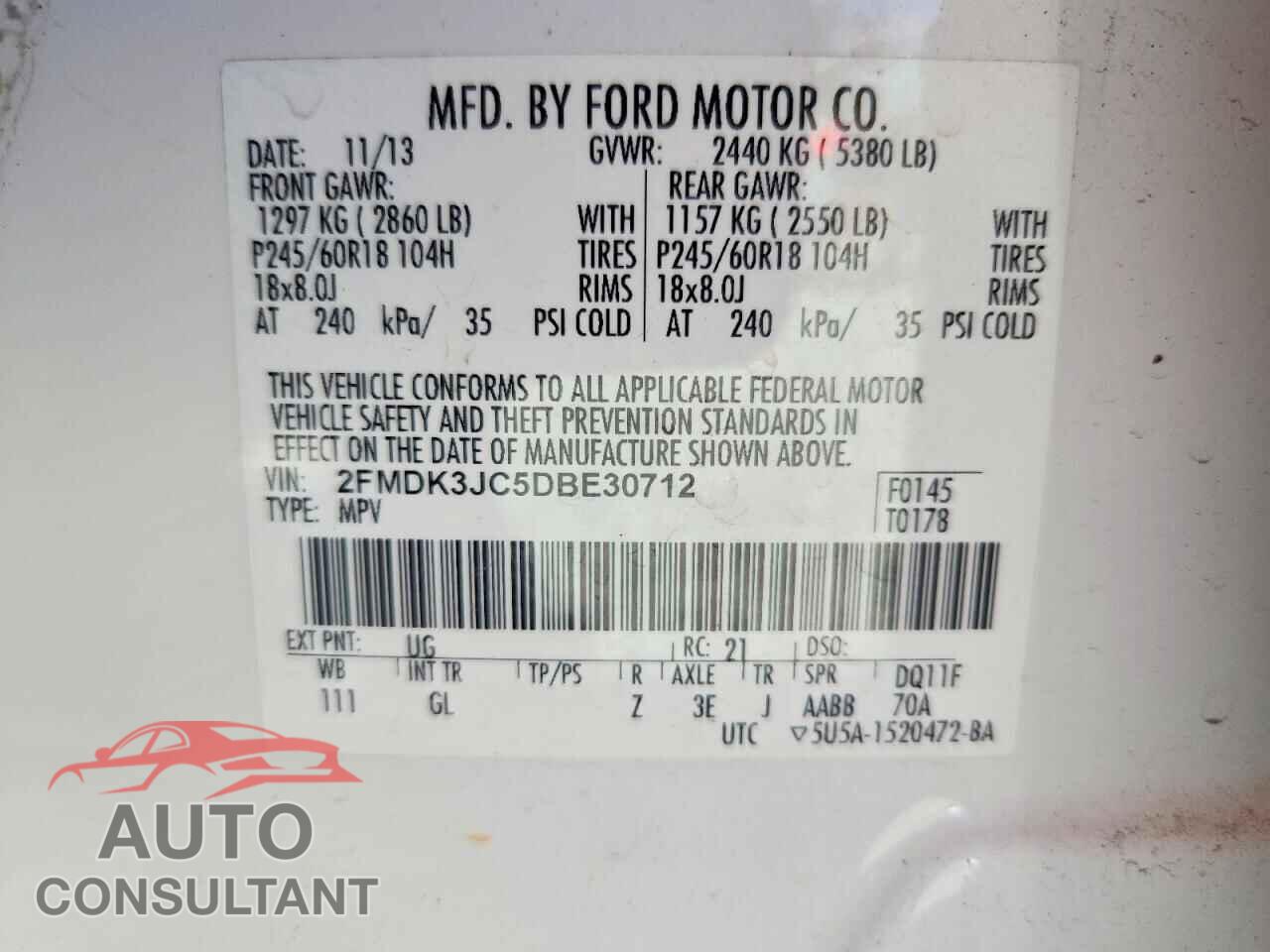 FORD EDGE 2013 - 2FMDK3JC5DBE30712