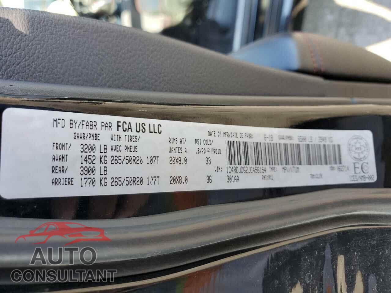 DODGE DURANGO 2018 - 1C4RDJDG2JC456154