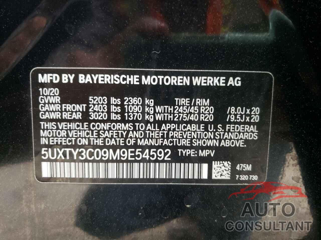 BMW X3 2021 - 5UXTY3C09M9E54592