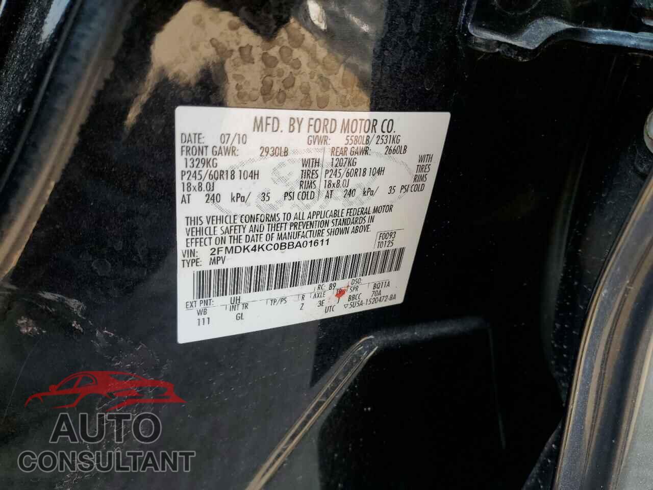 FORD EDGE 2011 - 2FMDK4KC0BBA01611