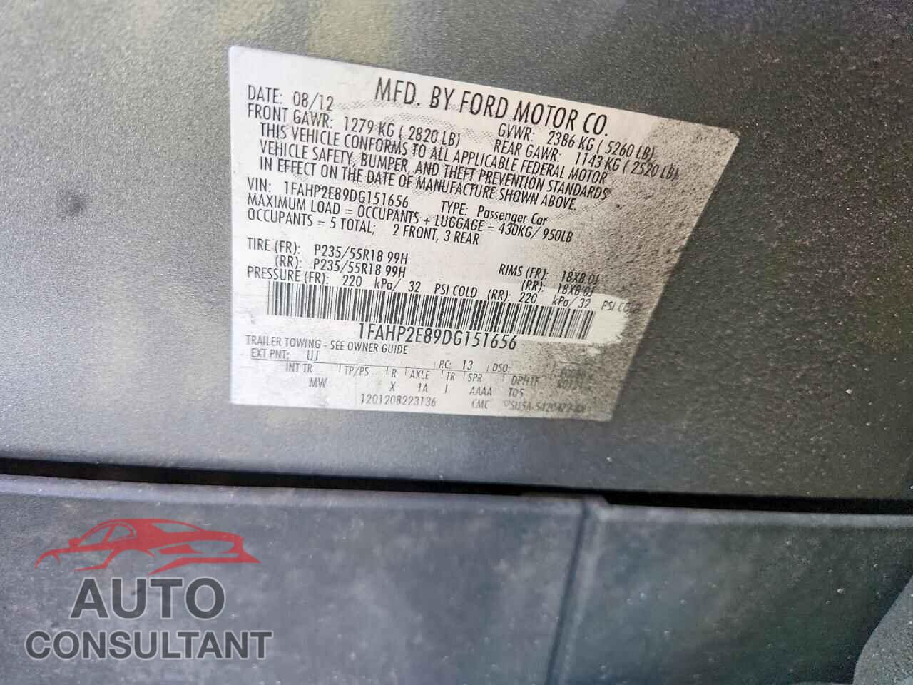 FORD TAURUS 2013 - 1FAHP2E89DG151656