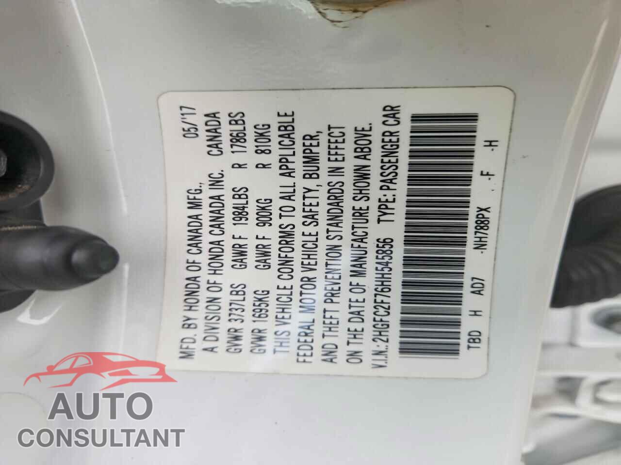 HONDA CIVIC 2017 - 2HGFC2F76HH545856