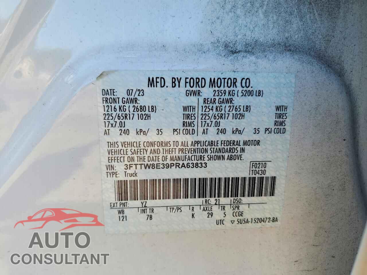 FORD MAVERICK 2023 - 3FTTW8E39PRA63833